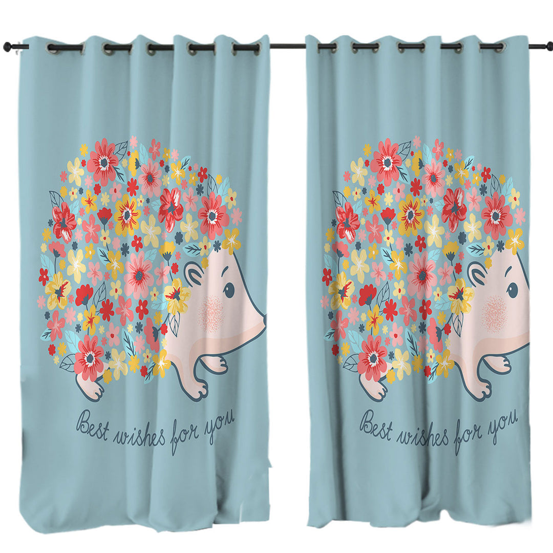 Cute Flowery Hedgehog Curtains for Bedroom