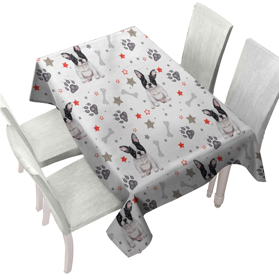 Cute French Bulldog Dog Paws and Bones Custom tablecloths