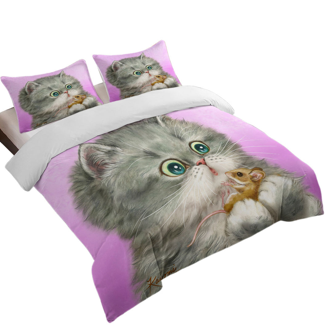 Cute Friends Baby Cat and Mouse Bed Covers
