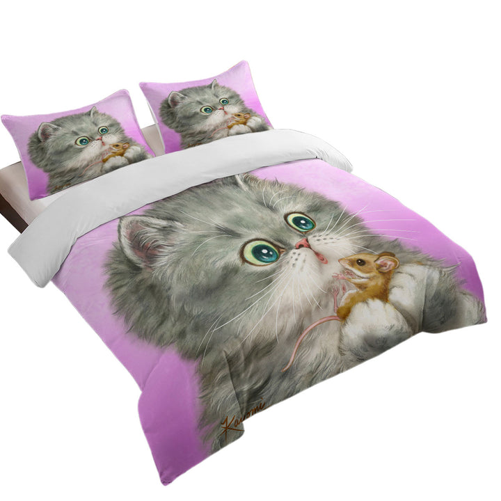 Cute Friends Baby Cat and Mouse Bed Covers