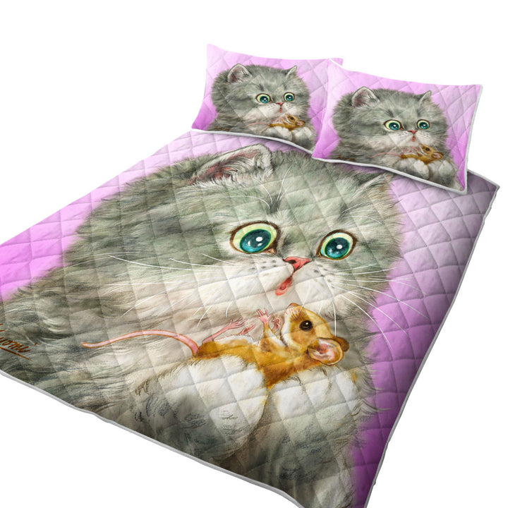 Cute Friends Baby Cat and Mouse Coverlets