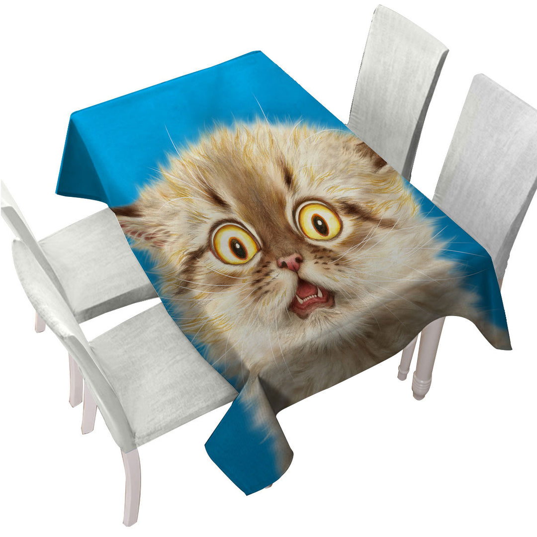 Cute Frightened Kitten Cat Custom table cloth