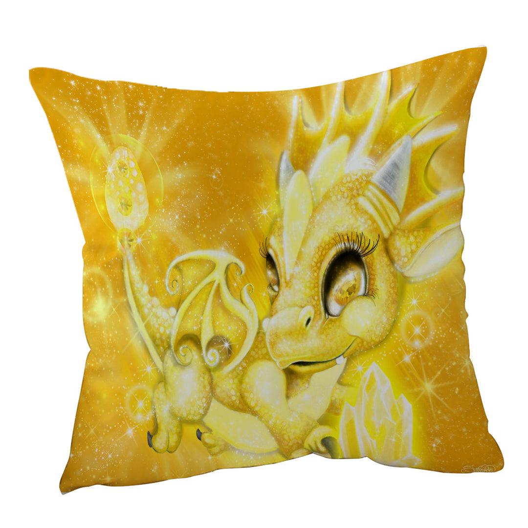Cute Gift Cushion Covers for November Yellow Topaz Birthstone Lil Dragon