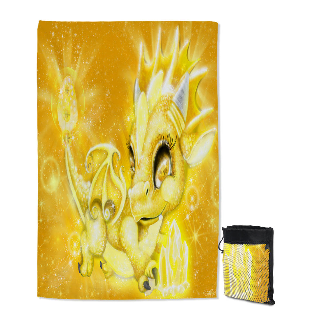 Cute Gift Swimming Towels for November Yellow Topaz Birthstone Lil Dragon