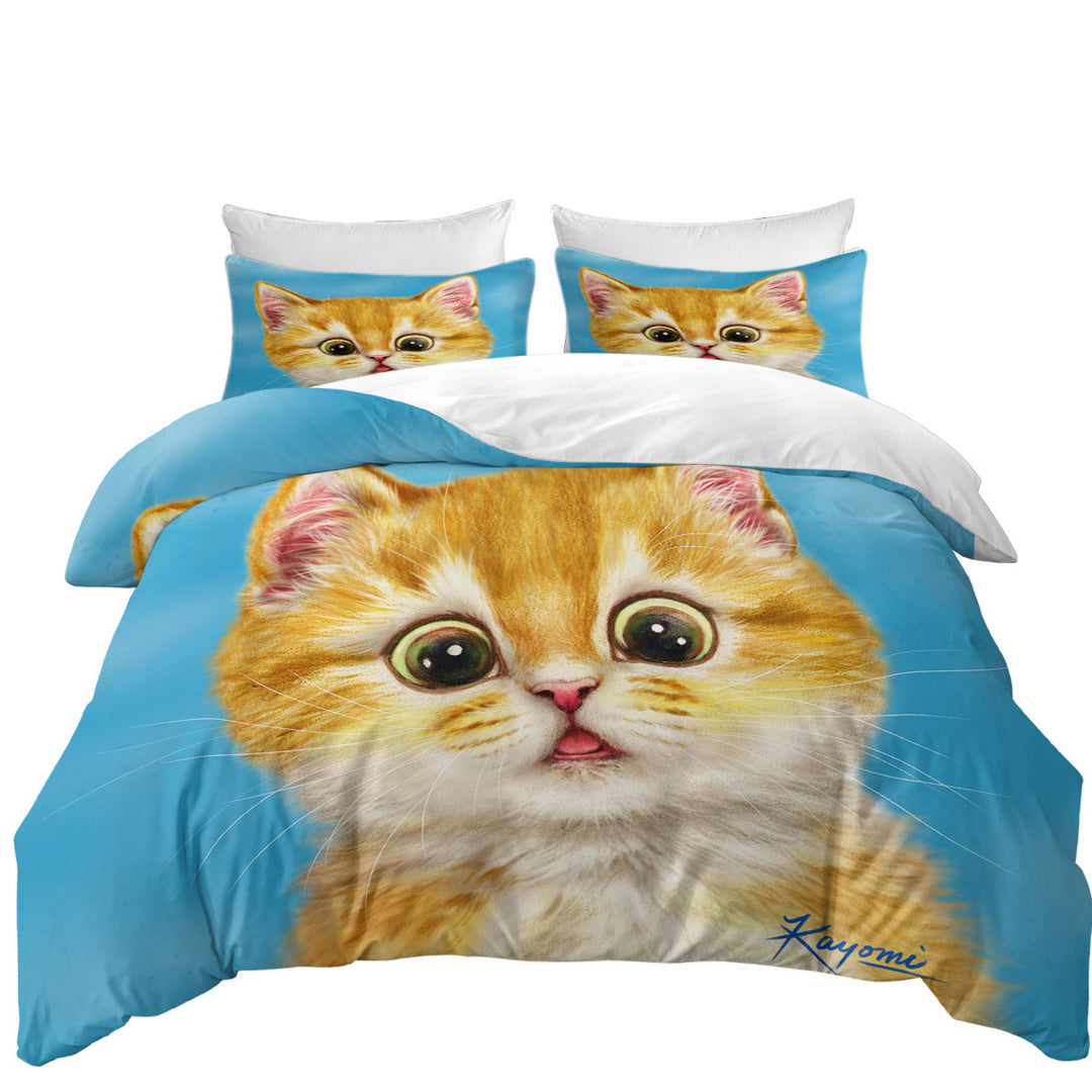 Cute Ginger Cats Designs Surprised Kitten Duvet Covers
