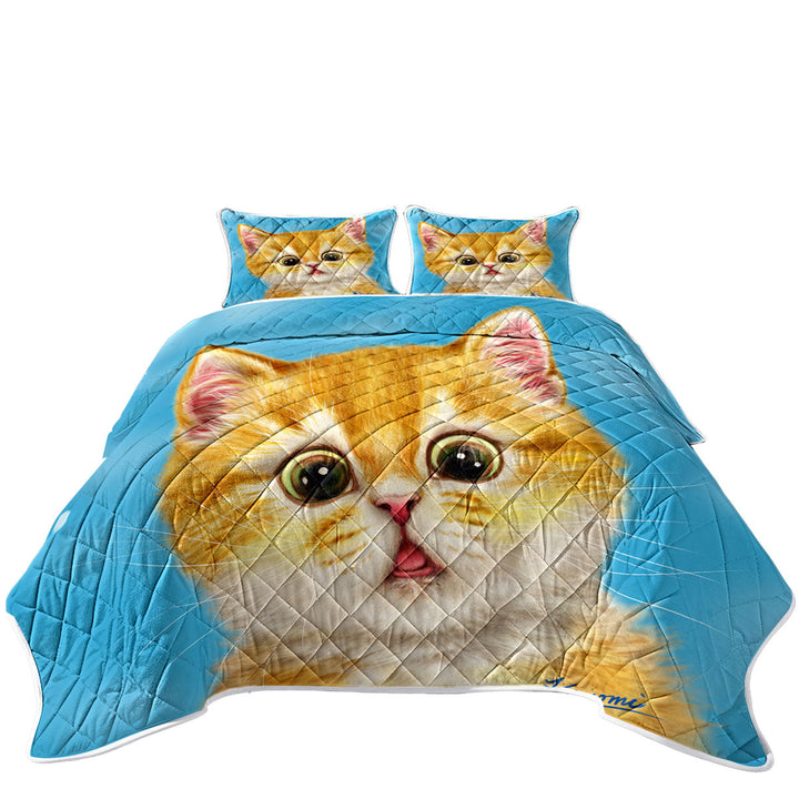 Cute Ginger Cats Designs Surprised Kitten Quilts