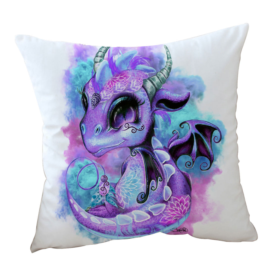 Cute Girls Cushions Fantasy Art Wind Spirit Lil Dragon