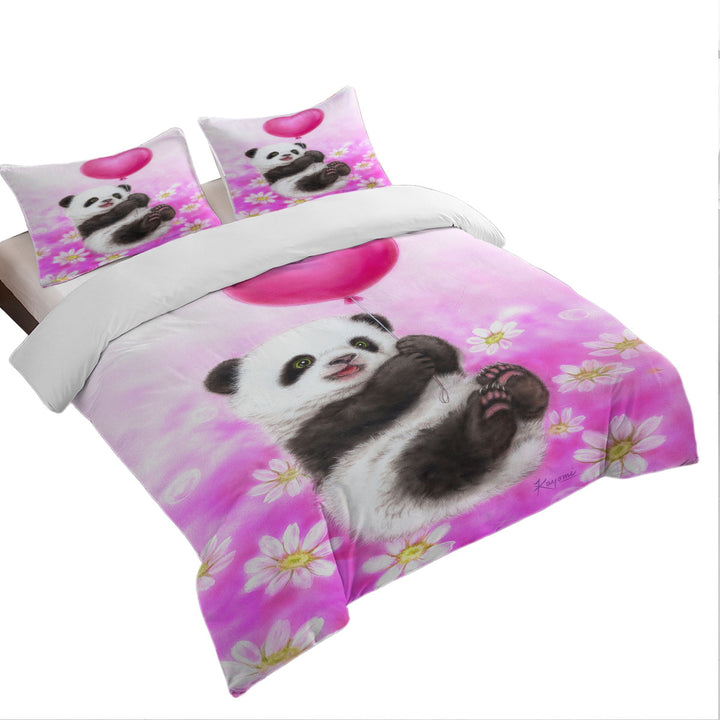 Cute Girls Design Flowers Heart Balloon and Panda Daybed Covers Sets