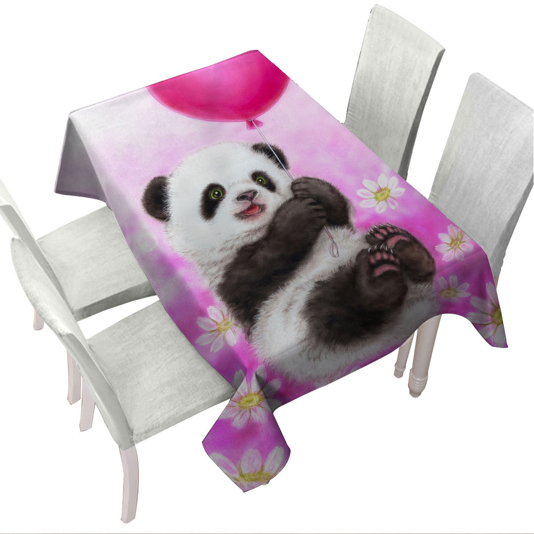 Cute Girls Design Flowers Heart Balloon and Panda Tablecloths