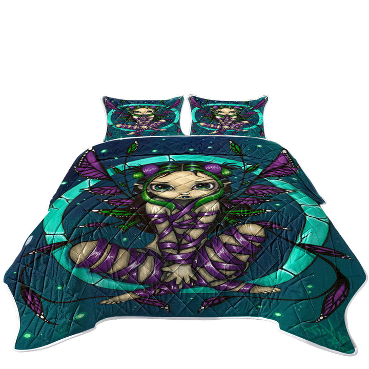 Cute Girls Purple Ribbon Fairy Coverlet