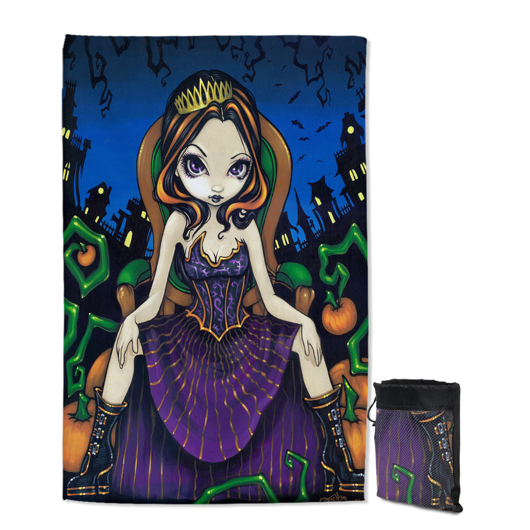 Cute Goth Girl Queen of Halloween Travel Lightweight Beach Towel