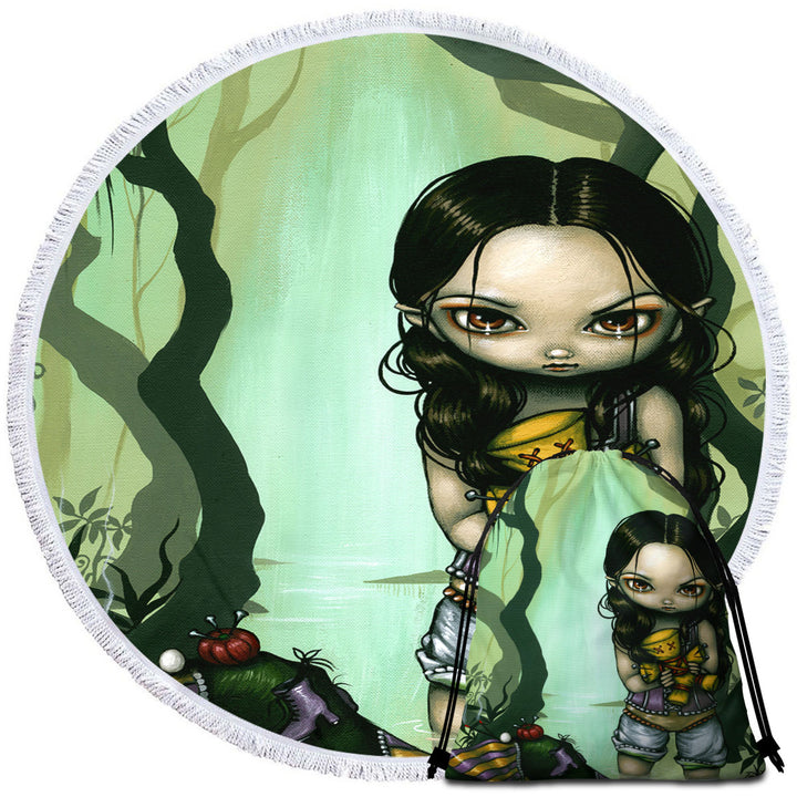Cute Goth Girl and Voodoo Unusual Beach Towels