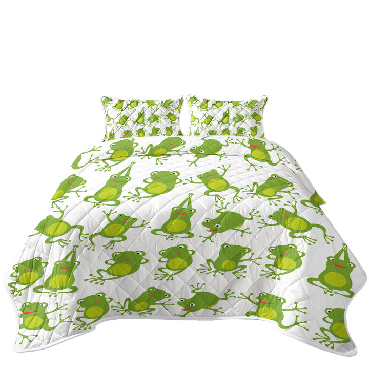 Cute Green Frog Pattern Coverlet