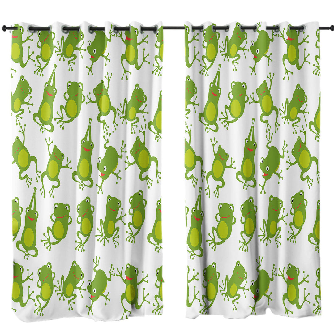 Cute Green Frog Pattern Curtain