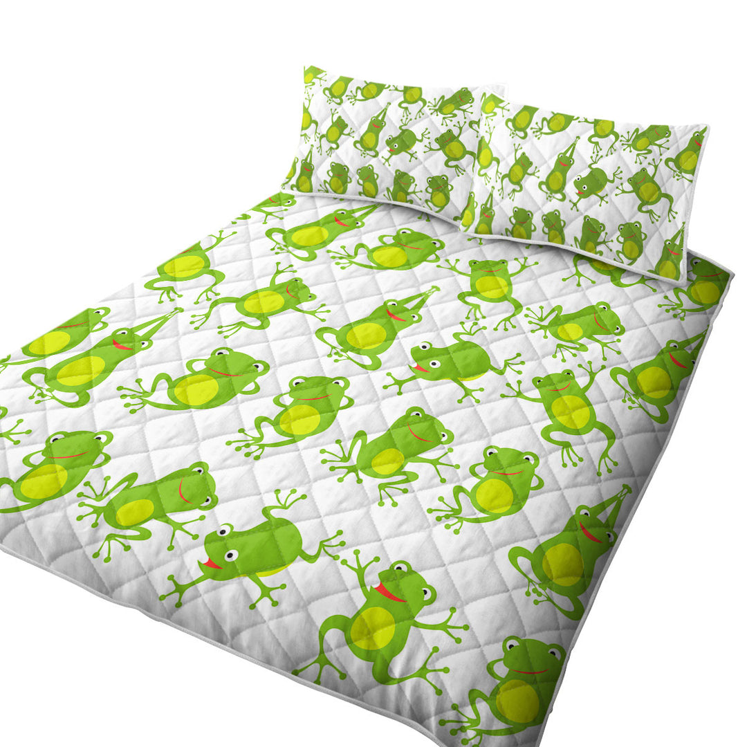 Cute Green Frog Pattern Quilts