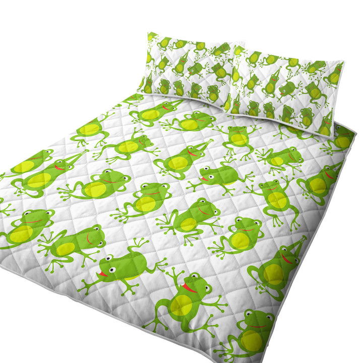 Cute Green Frog Pattern Quilts