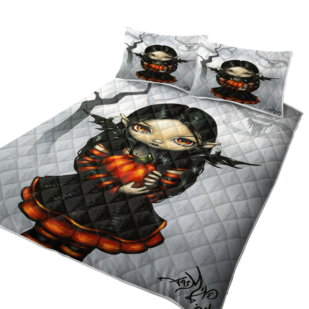 Cute Halloween Design Goth Fairy Pumpkin Pixie Quilts
