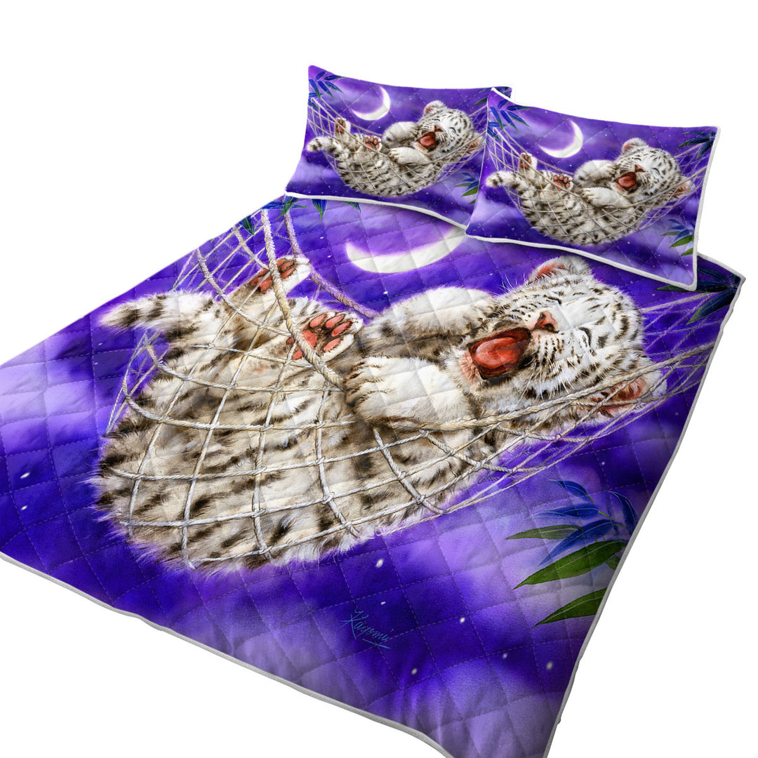 Cute Hammock White Tiger Cub Coverlets