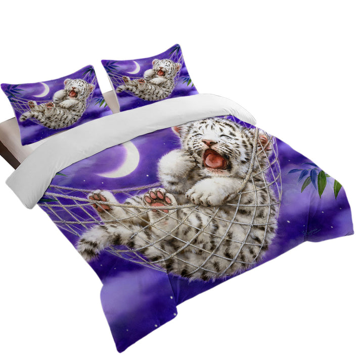 Cute Hammock White Tiger Cub Duvet Cover sale