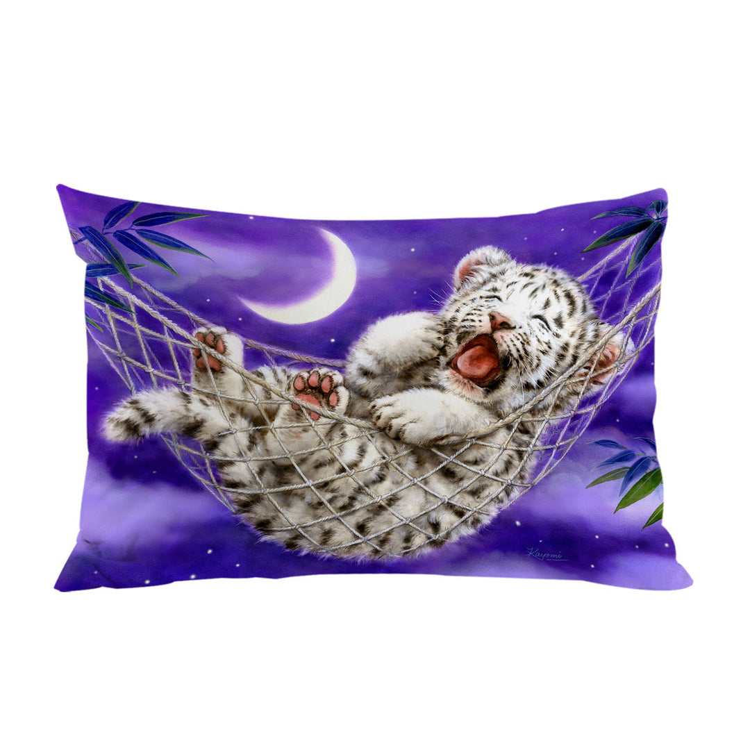 Cute Hammock White Tiger Cub Pillowcase