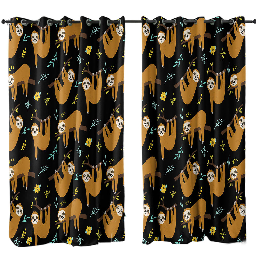 Cute Hanging Sloths Drapery