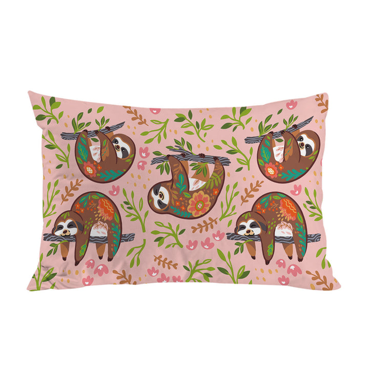 Cute Happy Sloth Pattern for Children Pillowcase