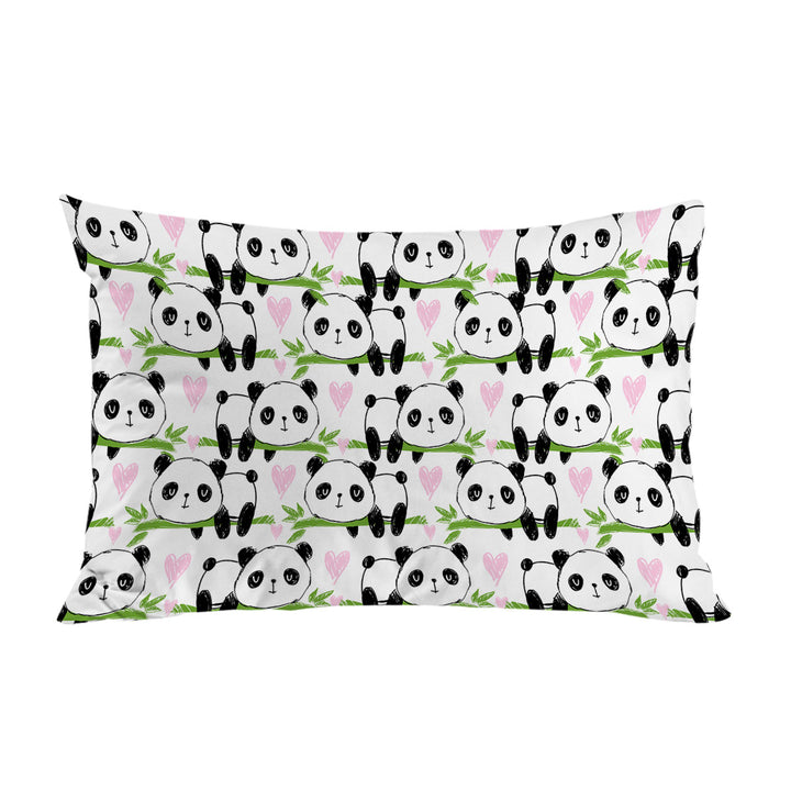 Cute Heart and Panda Drawings Pillow Cases