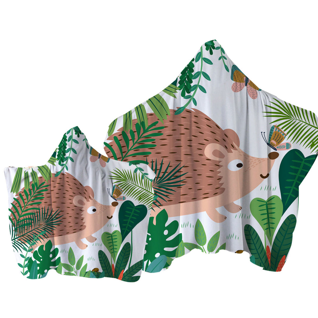 Cute Hedgehog for Kids Hooded Beach Towel