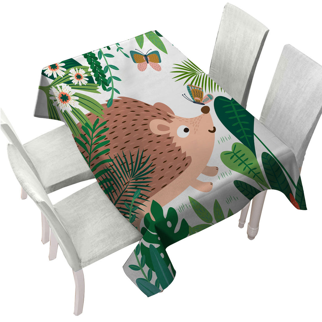 Cute Hedgehog for Kids Printed Tablecloth