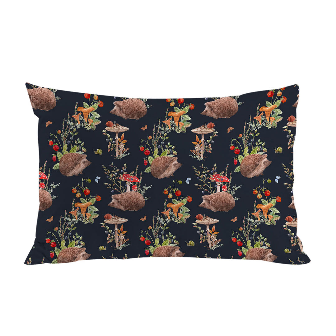 Cute Hedgehog in a Mushroom Garden Pillow Cases