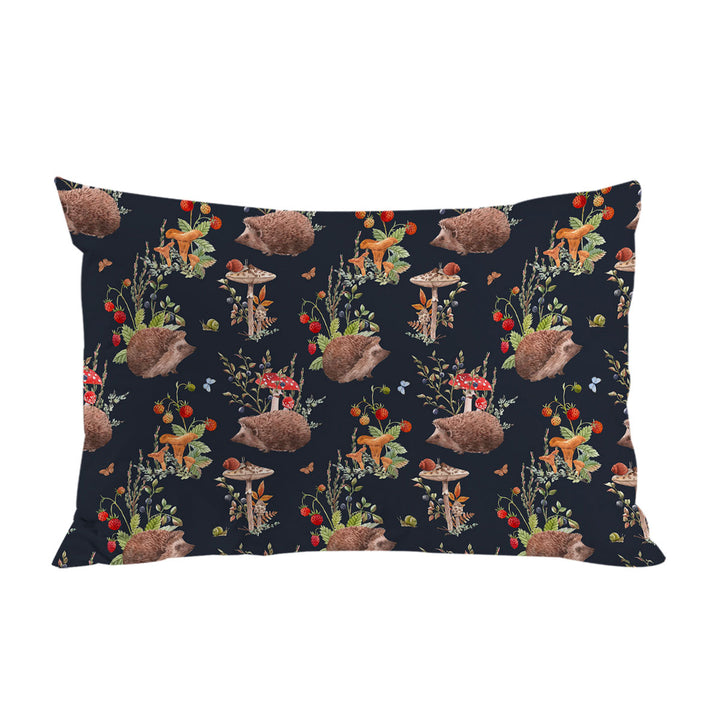 Cute Hedgehog in a Mushroom Garden Pillow Cases
