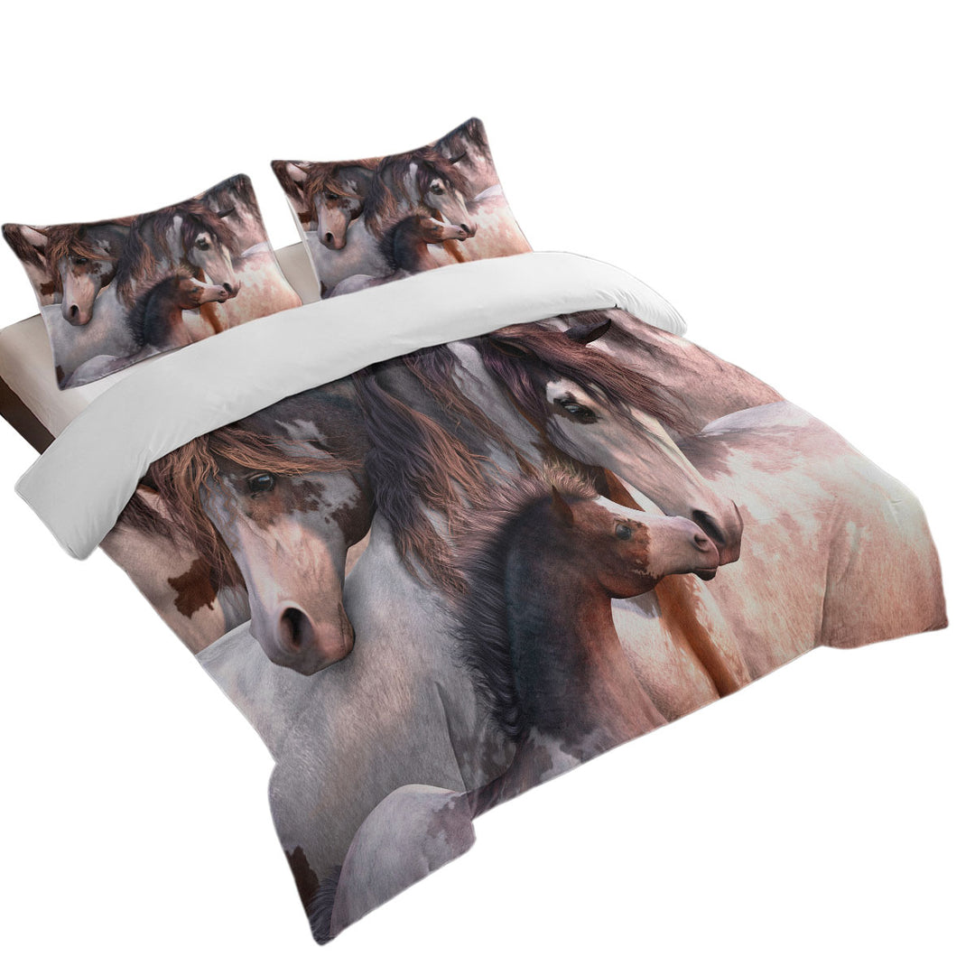 Cute Horses Art Beautiful Horse Family Oversized King Duvet Cover