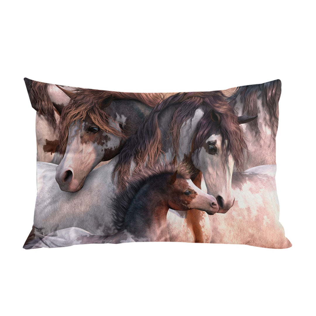 Cute Horses Art Beautiful Horse Family Pillowcase