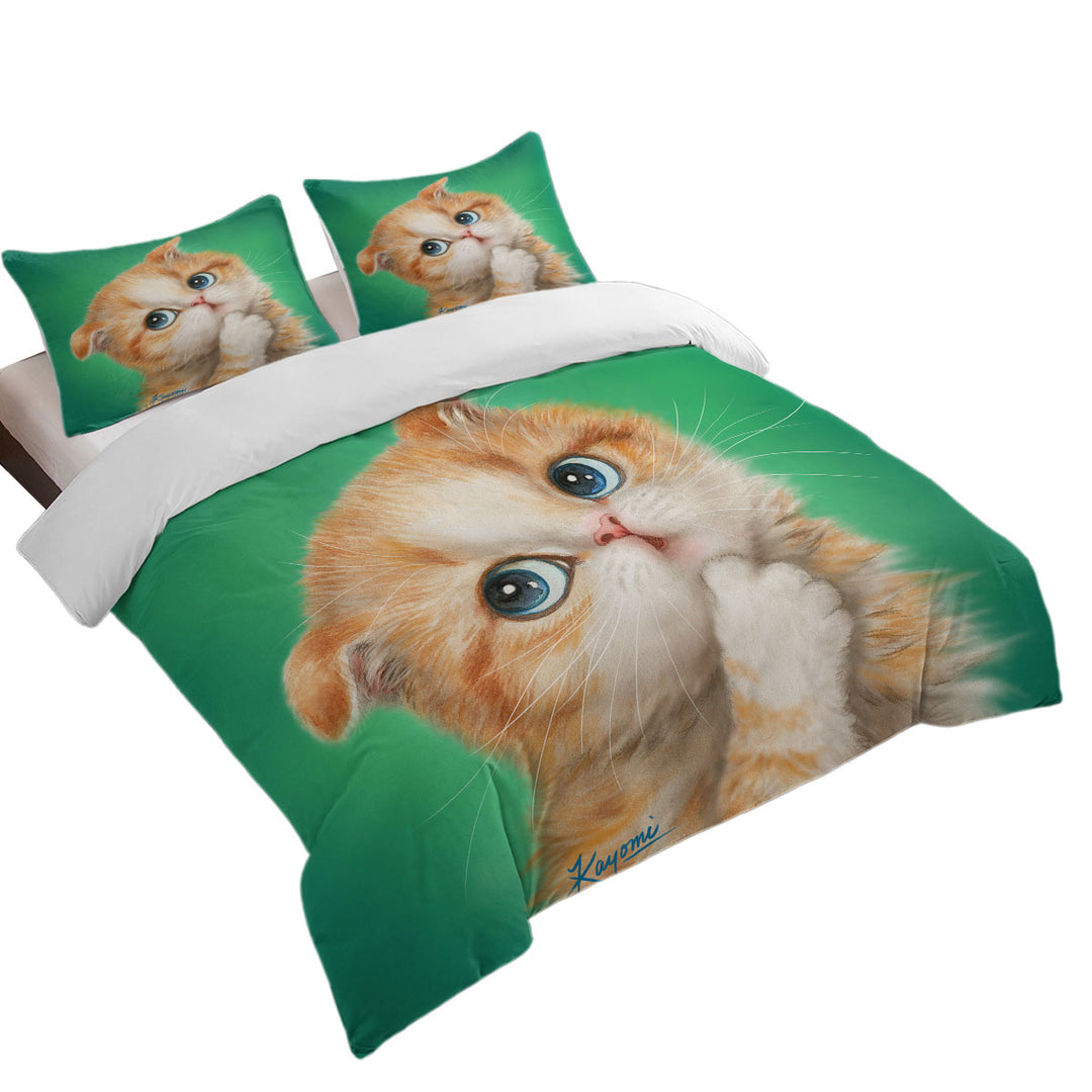 Cute Innocent Ginger Kitty Cat Coverlet