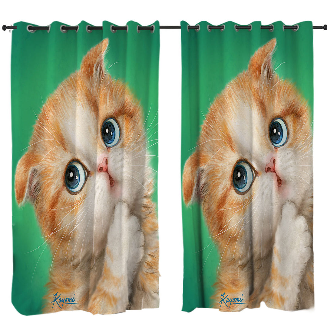 Cute Innocent Ginger Kitty Cat Curtain