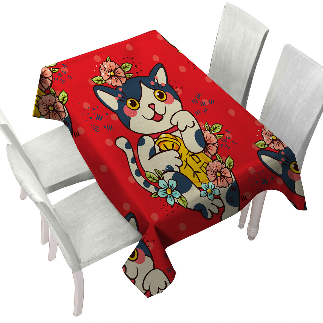 Cute Japanese Cat Custom table cloth