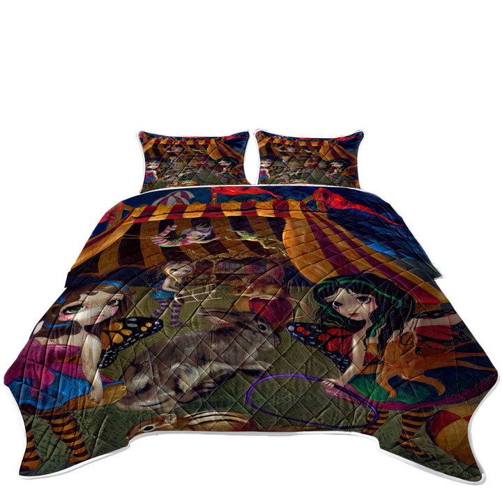 Cute Kids Art the Fairy Circus California King Quilt Sets