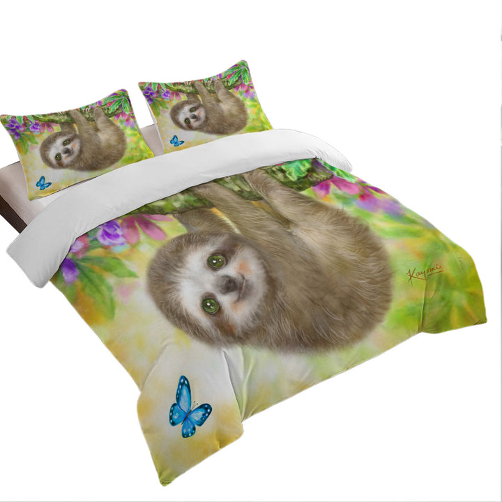 Cute Kids Design Sloth Baby Hanging from Branch Donna Covers