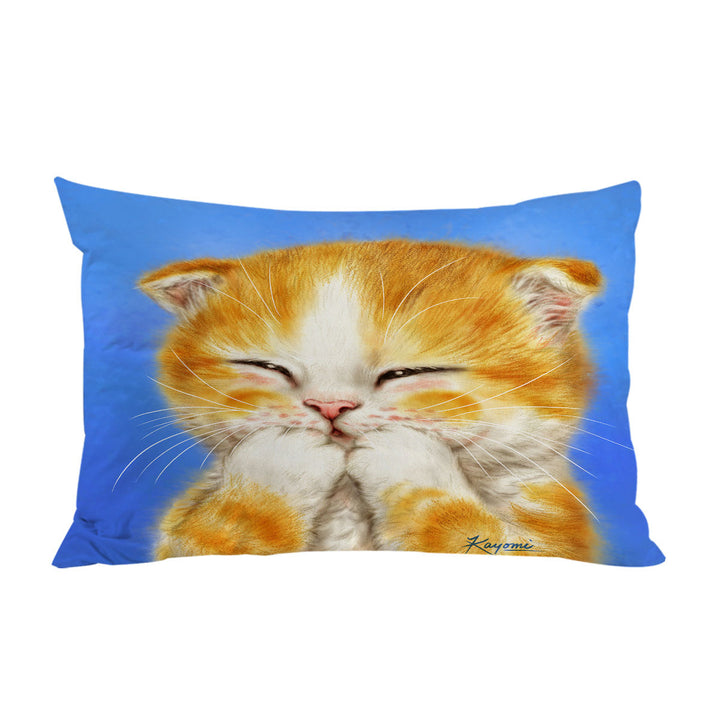 Cute Kids Designs Adorable Shy Ginger Cat King Pillow Cases