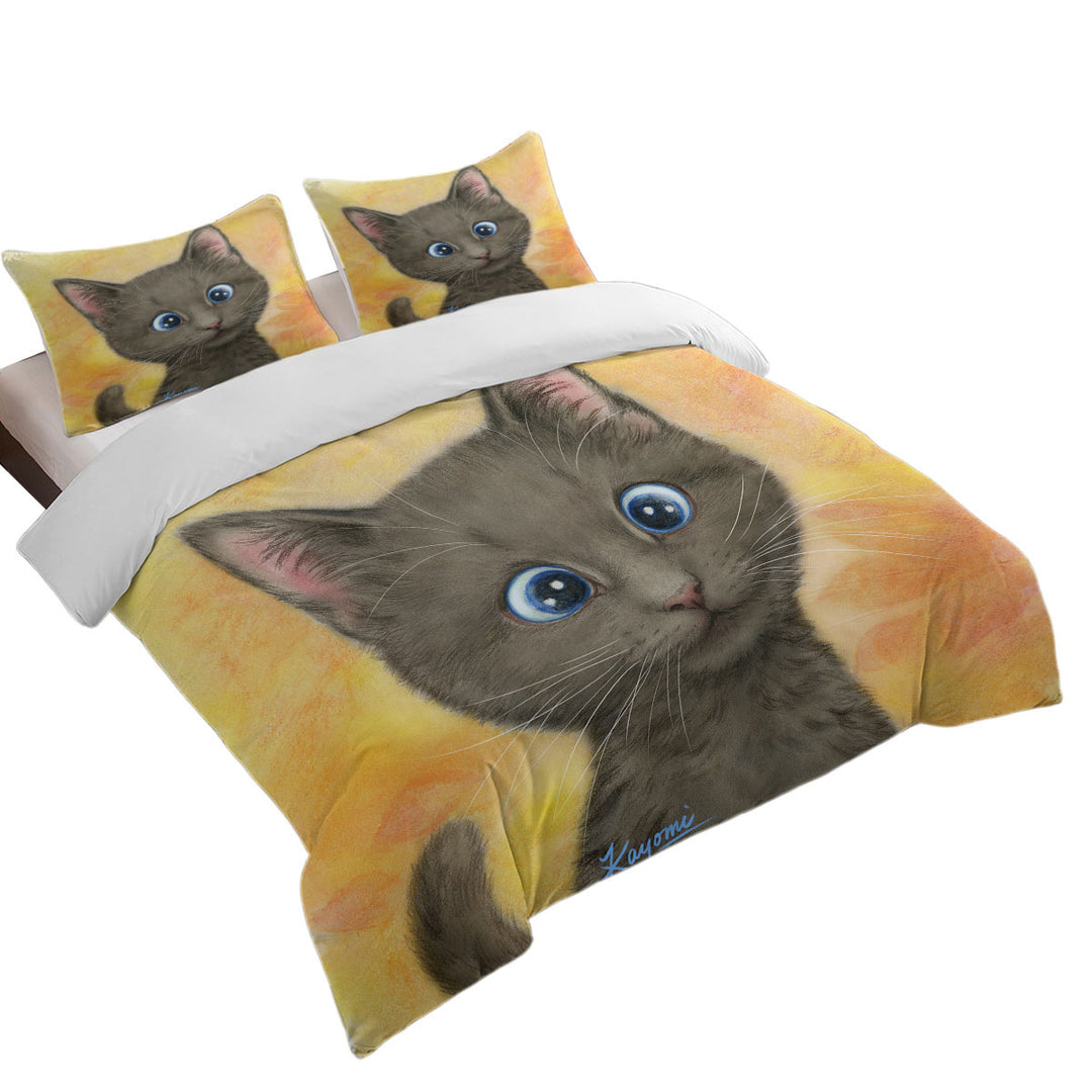 Cute Kittens Art Silly Blue Eyes Cat Duvet Cover sale