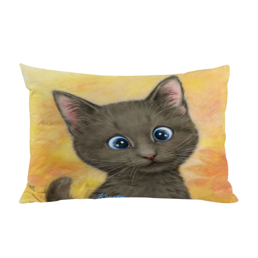 Cute Kittens Art Silly Blue Eyes Cat Pillow Cases
