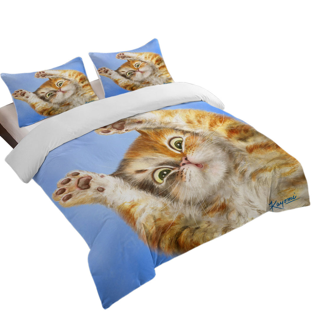 Cute Kittens Designs Paws Up Cat King Quilt Cover
