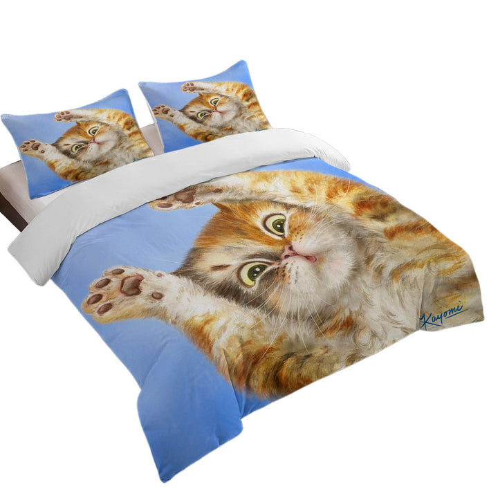 Cute Kittens Designs Paws Up Cat King Quilt Cover