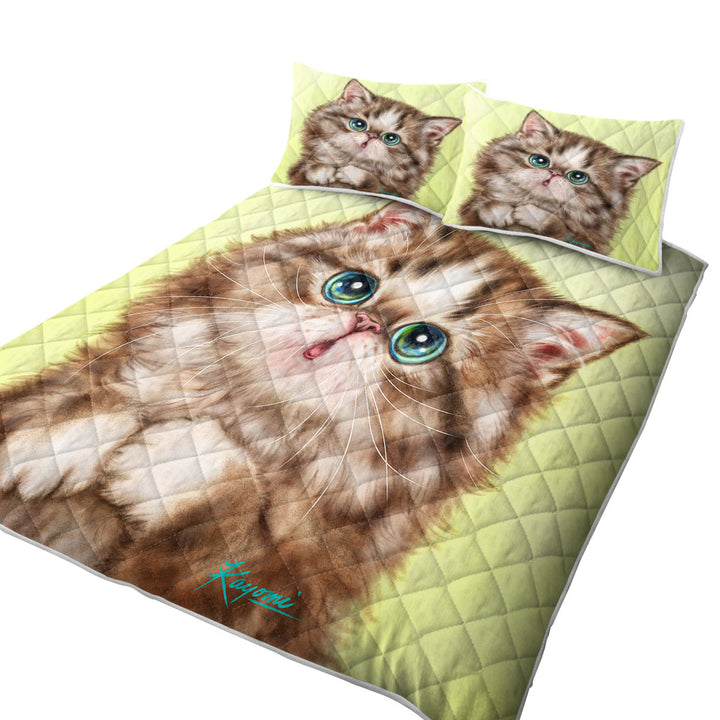 Cute Kittens Drawings Brown Tabby Kitty Cat Coverlet