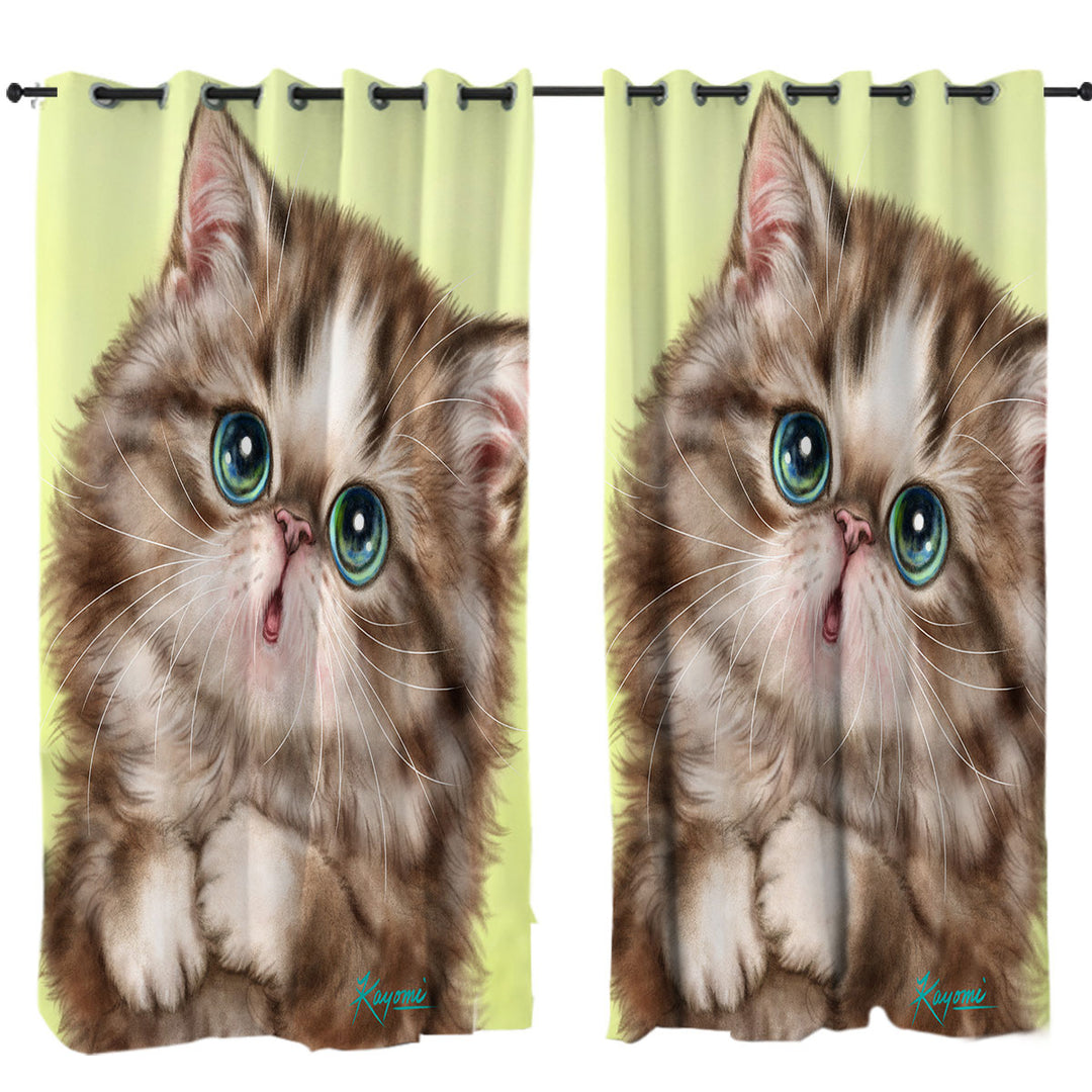Cute Kittens Drawings Brown Tabby Kitty Cat Drapes