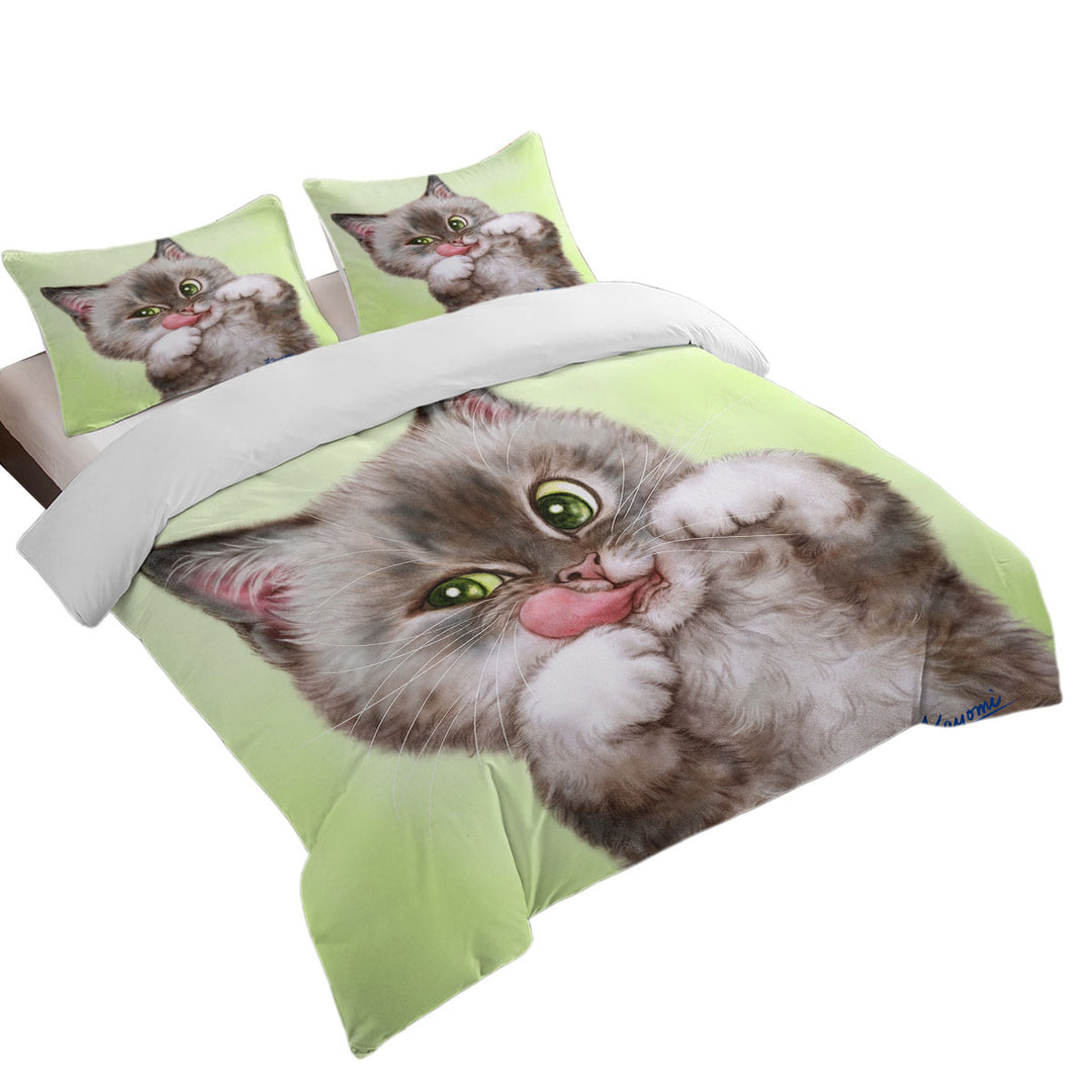 Cute Kittens Drawings Brownish Tabby Kitty Cat Coverlets