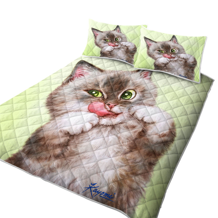 Cute Kittens Drawings Brownish Tabby Kitty Cat Quilts