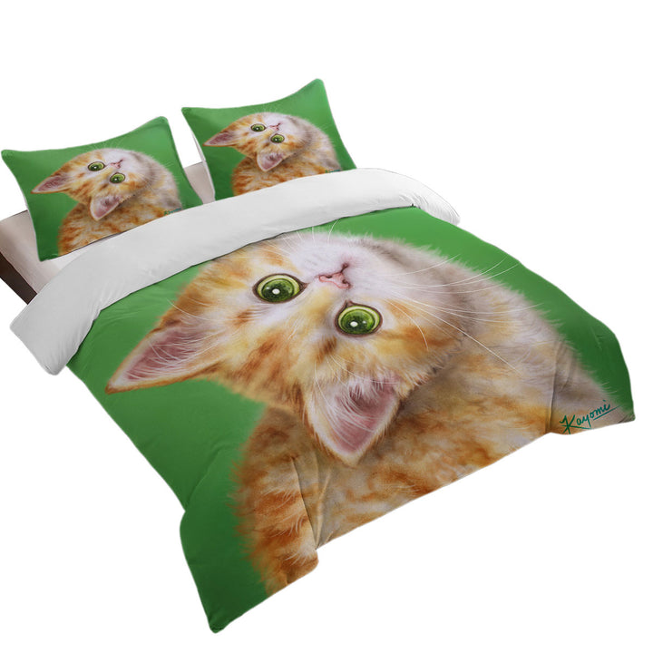 Cute Kittens Drawings Ginger Tabby Kitty Cat Comforter Cover