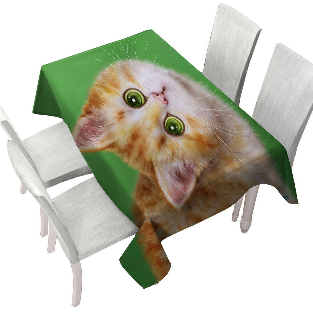 Cute Kittens Drawings Ginger Tabby Kitty Cat Custom tablecloths
