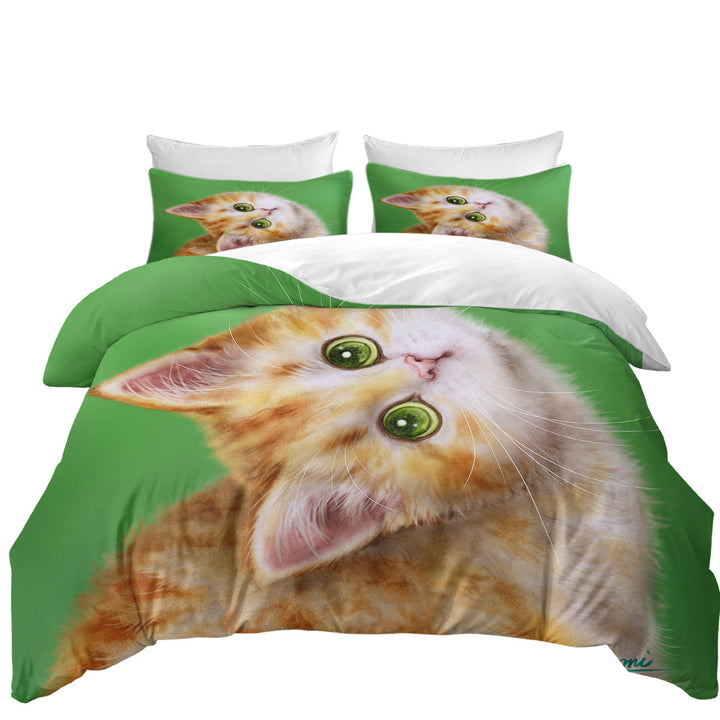Cute Kittens Drawings Ginger Tabby Kitty Cat Duvet Cover